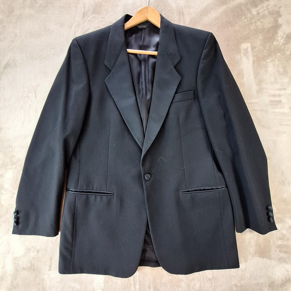 Vintage Givenchy Suit Jacket Mens 42 Wool Tuxedo Ventless 1 Button Formal USA